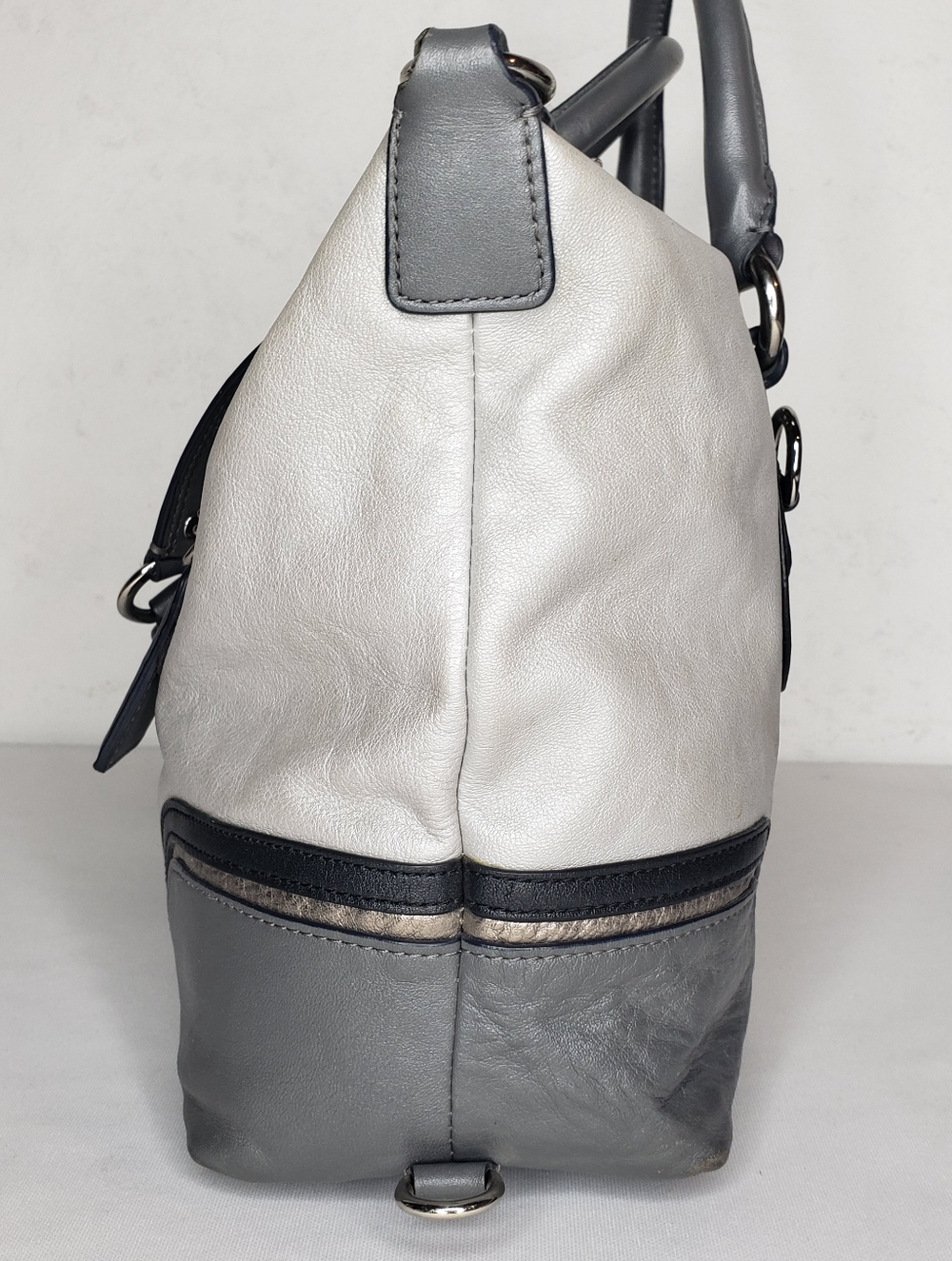 Coach Ashley Gray Leather Satchel Bag - Two-Tone Gray - Picture 5 of 16